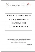 Libro Proyecto de desarrollo de un protocolo para la certificación de vehículos de ocasión, autor Fundación FITSA