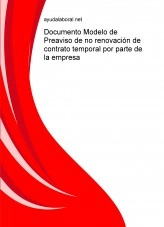 Libro Documento Modelo de Preaviso de no renovación de contrato temporal por parte de la empresa, autor ayudalaboral