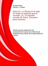 Libro Tema 52. La Música en el siglo XX hasta la segunda guerra mundial. (I): la segunda escuela de Viena. (resumen para examen). Temario para la preparación de oposiciones del cuerpo de profesores de enseñanza secundaria de la especialidad de música., autor ANTONIO JESÚS CALVILLO CASTRO
