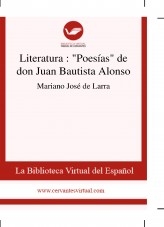 Libro Literatura : "Poesías" de don Juan Bautista Alonso, autor Biblioteca Miguel de Cervantes