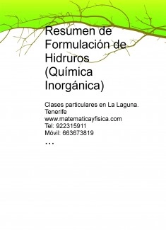 Resumen de Formulación de Hidruros (Química Inorgánica)