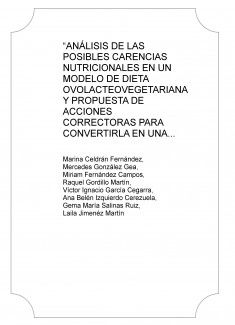 “ANÁLISIS DE LAS POSIBLES CARENCIAS NUTRICIONALES EN UN MODELO DE DIETA OVOLACTEOVEGETARIANA Y PROPUESTA DE ACCIONES CORRECTORAS PARA CONVERTIRLA EN UNA DIETA EQUILIBRADA”