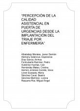 Libro “PERCEPCIÓN DE LA CALIDAD ASISTENCIAL EN PUERTA DE URGENCIAS DESDE LA IMPLANTACIÓN DEL TRIAJE POR ENFERMERÍA”, autor enfermeris