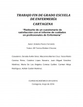 Libro Rediseño de un cuestionario de satisfacción con el informe de cuidados en profesionales de Enfermería, autor agalian