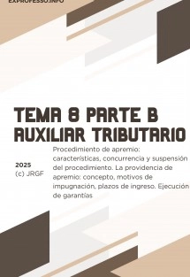 Tema 8. Procedimiento de apremio: Características, concurrencia y suspensión del procedimiento. La providencia de apremio: concepto, motivos de impugnación, plazos de ingreso. Ejecución de garantías