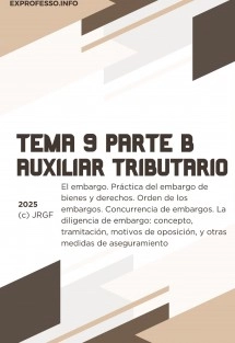 Tema 9. Parte B. El embargo. Práctica del embargo de bienes y derechos. Orden de los embargos. Concurrencia de embargos. La diligencia de embargo: concepto, tramitación, motivos de oposición, y otras medidas de aseguramiento